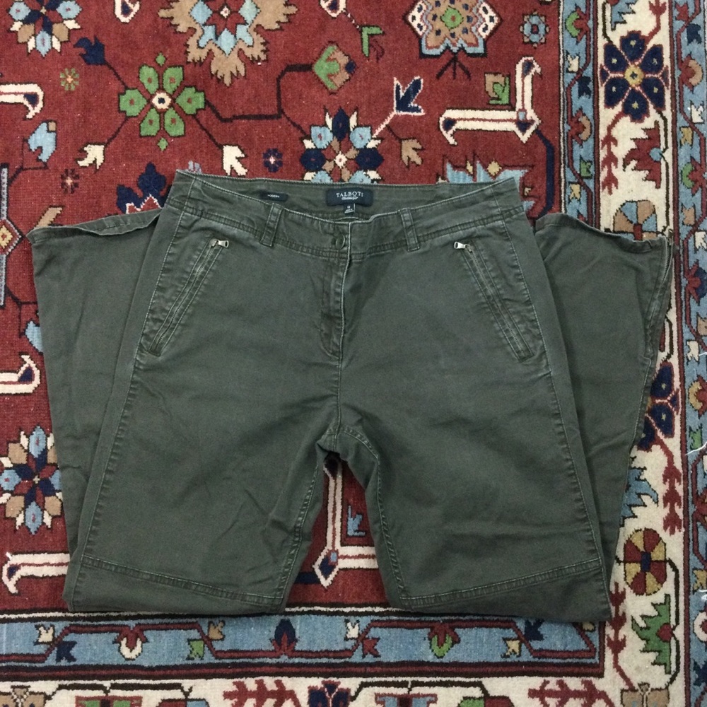 Talbots Modern Khaki Straight Leg Adjustable Zippered Ankles Jeans Sz 12